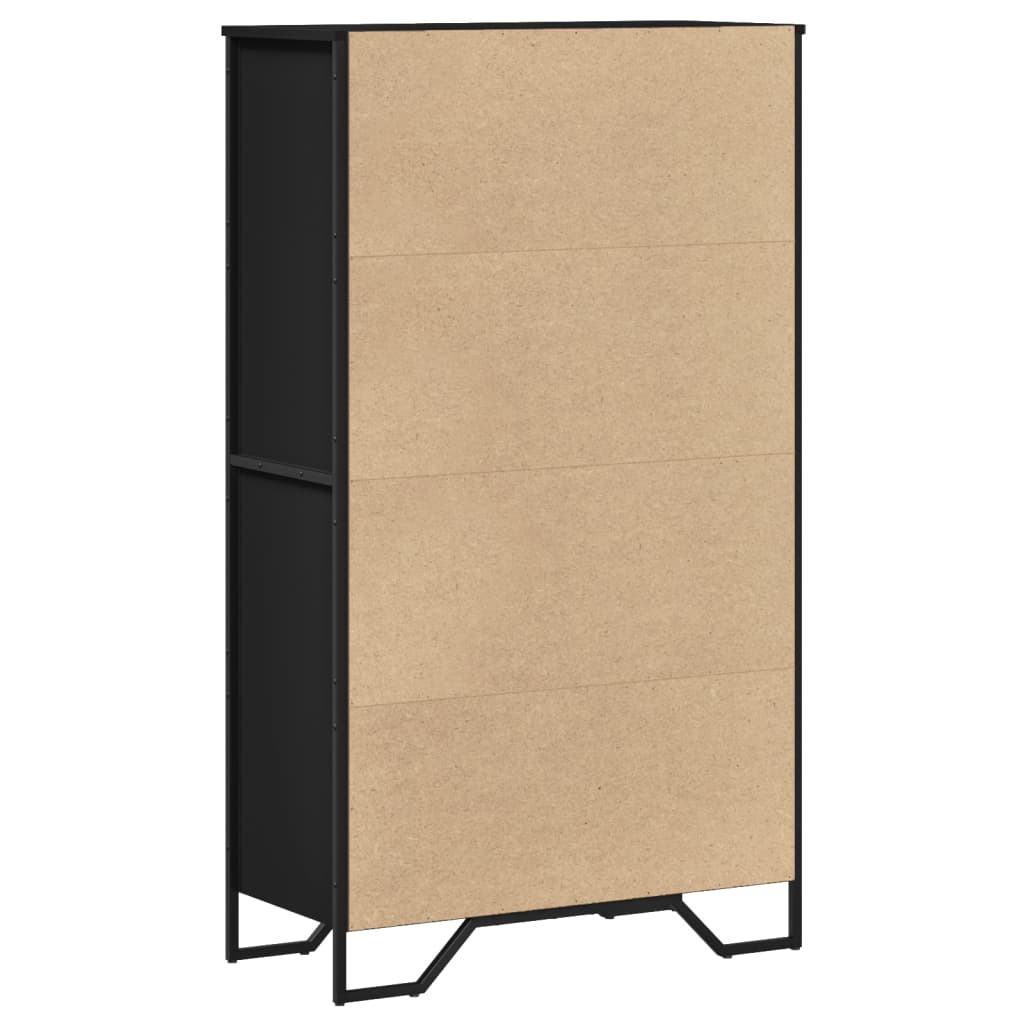 fekete szerelt fa magasszekrény 79,5 x 35,5 x 137,5 cm