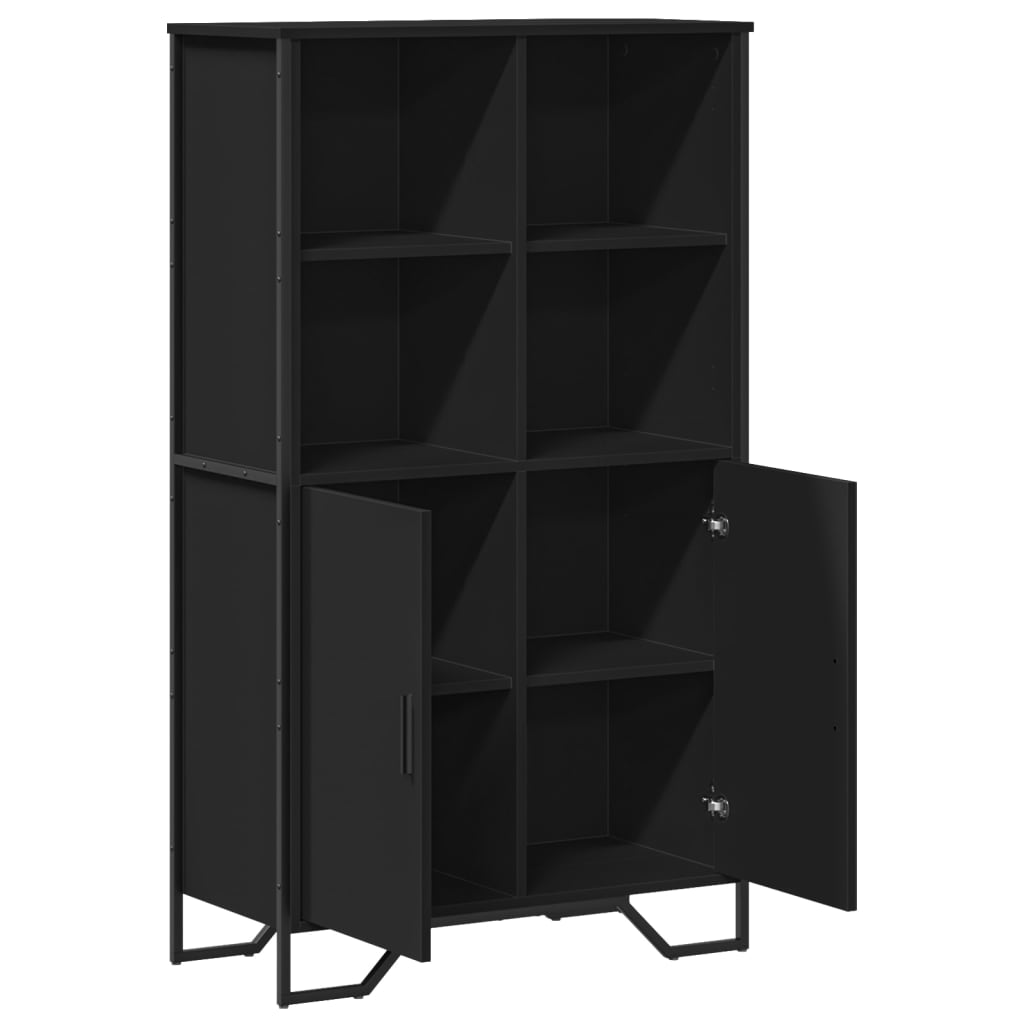 fekete szerelt fa magasszekrény 79,5 x 35,5 x 137,5 cm