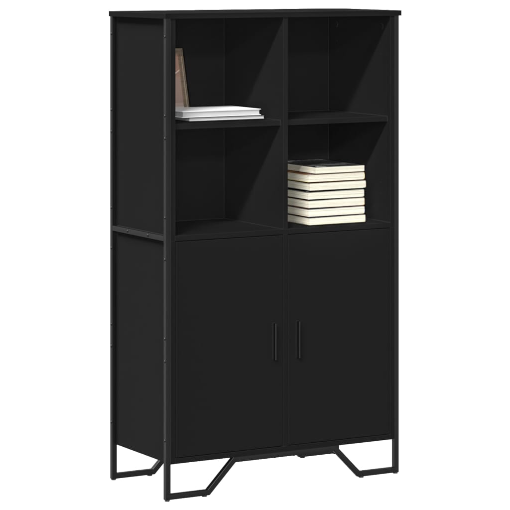 fekete szerelt fa magasszekrény 79,5 x 35,5 x 137,5 cm