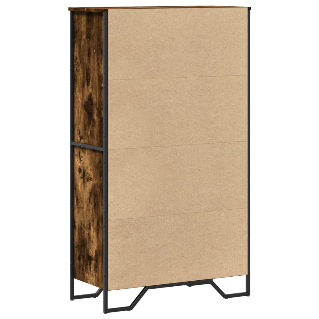 füstös tölgy színű szerelt fa magasszekrény 79,5x35,5x137,5 cm