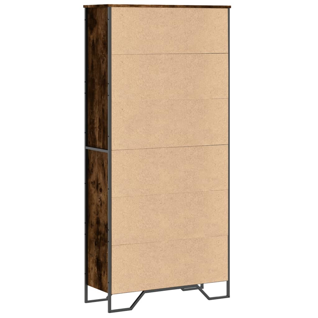füstös tölgy színű szerelt fa könyvszekrény 80 x 31 x 169 cm