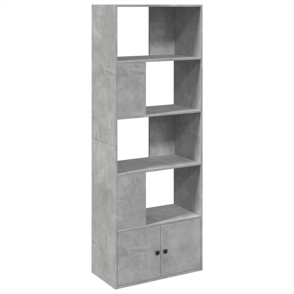 betonszürke szerelt fa könyvespolc 70 x 36 x 189 cm