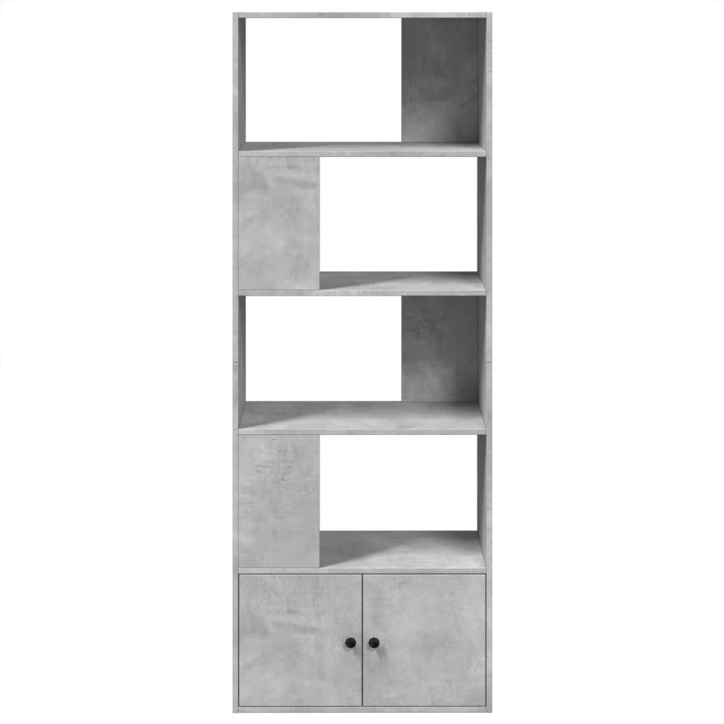 betonszürke szerelt fa könyvespolc 70 x 36 x 189 cm