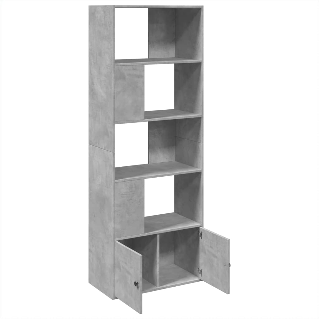 betonszürke szerelt fa könyvespolc 70 x 36 x 189 cm