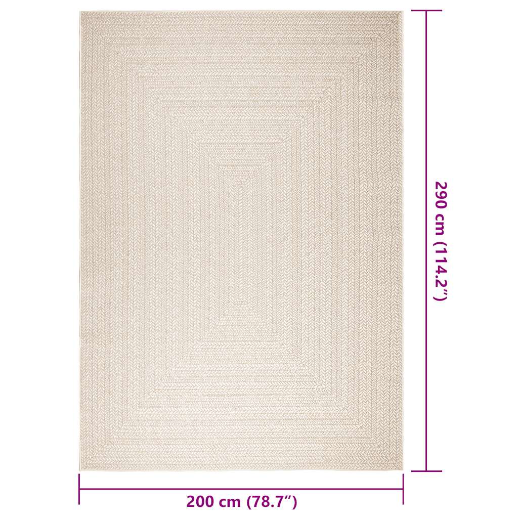 ZIZUR krém juta hatású beltéri és kültéri szőnyeg 200x290 cm