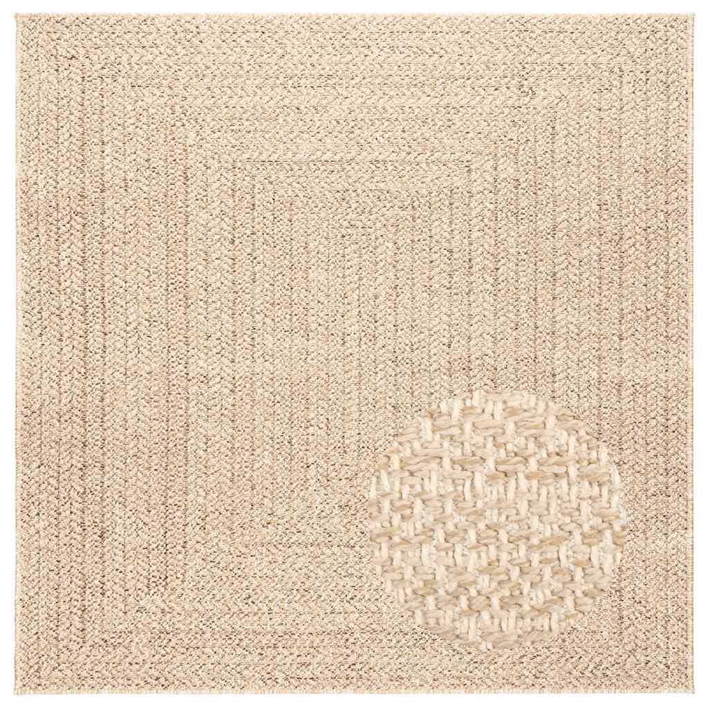 ZIZUR bézs juta hatású beltéri és kültéri szőnyeg 120 x 120 cm