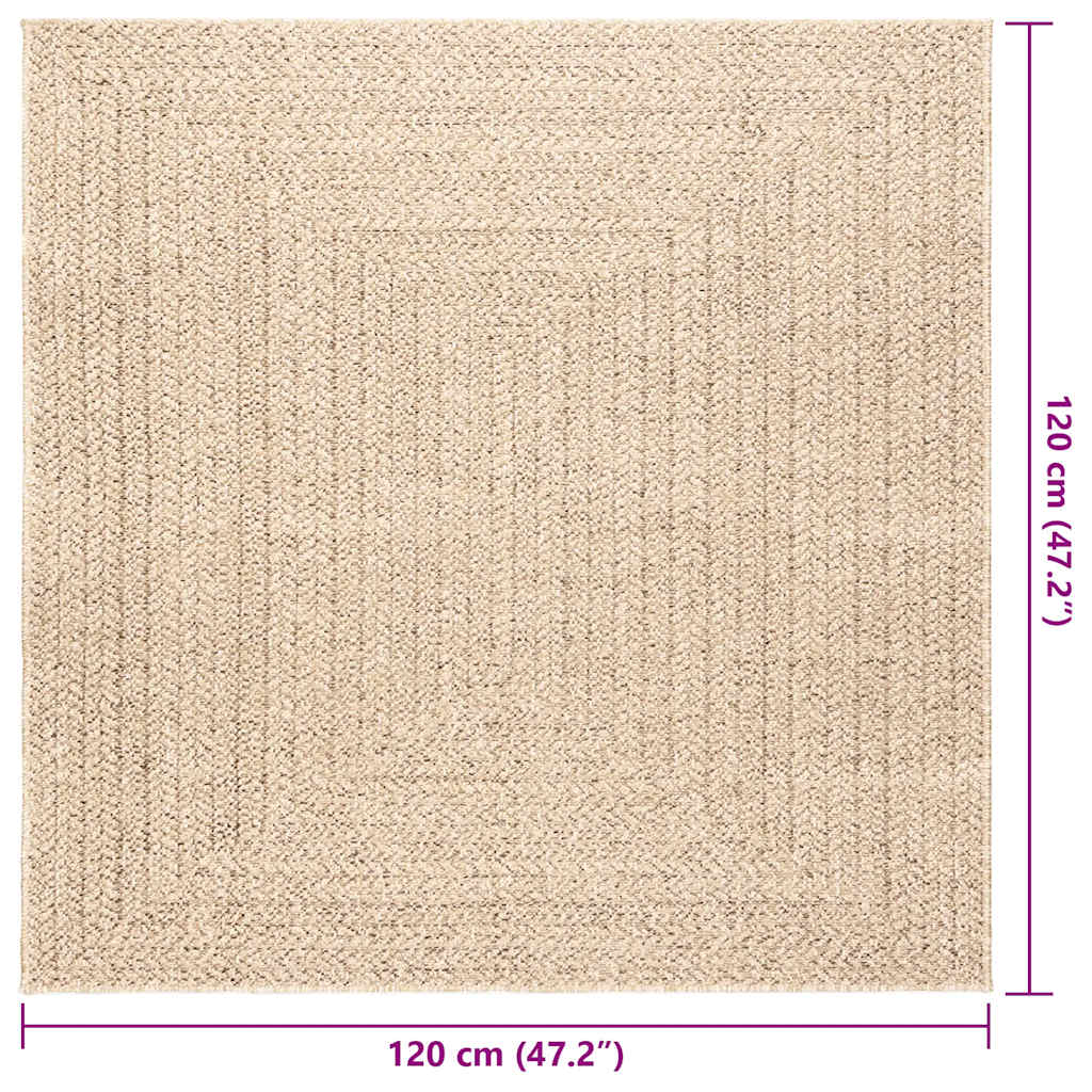 ZIZUR bézs juta hatású beltéri és kültéri szőnyeg 120 x 120 cm