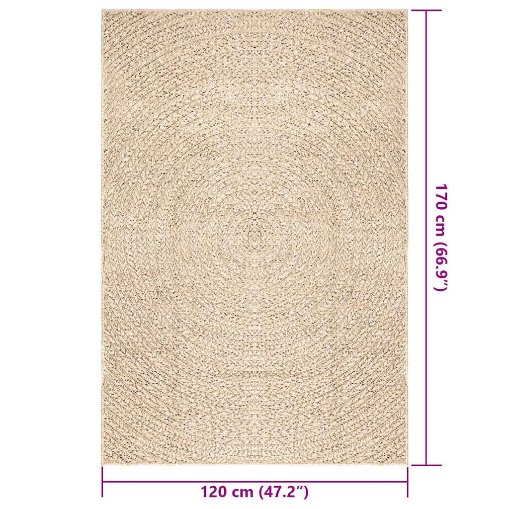 ZIZUR bézs juta hatású beltéri és kültéri szőnyeg 120 x 170 cm