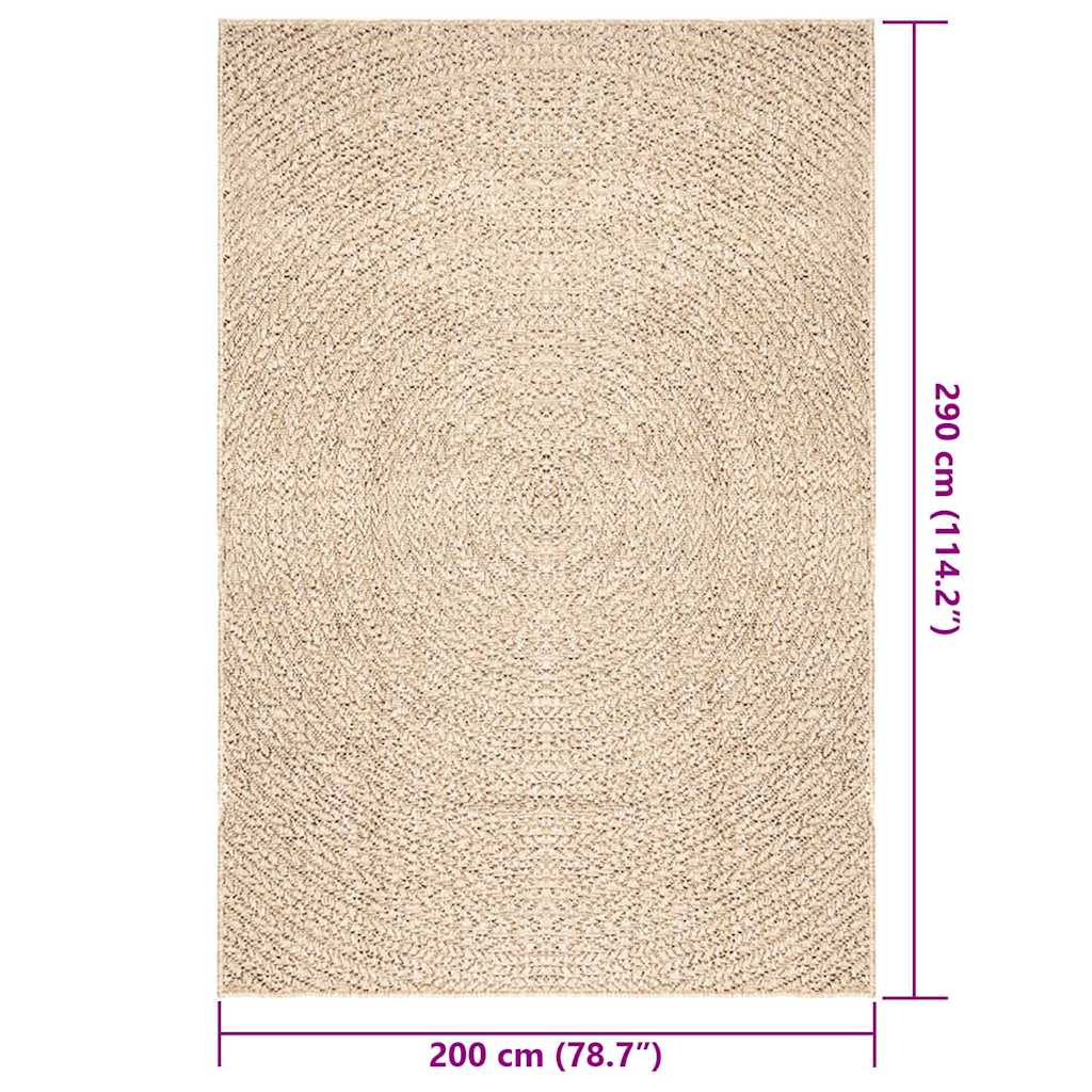 ZIZUR bézs juta hatású beltéri és kültéri szőnyeg 200 x 290 cm