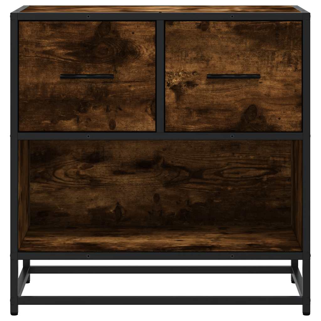 füstös tölgy színű szerelt fa és fém éjjeliszekrény 60x31x60 cm