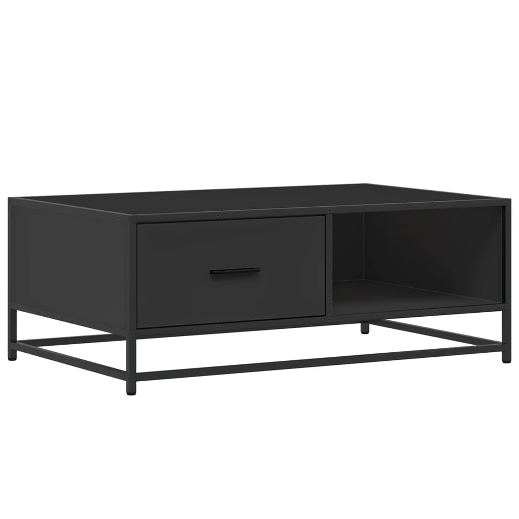 fekete szerelt fa és fém dohányzóasztal 90 x 57 x 35 cm