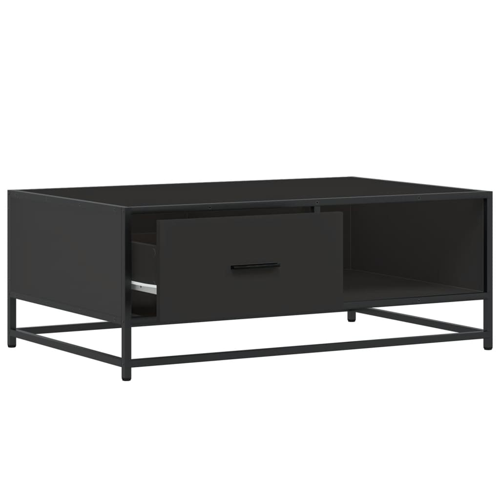 fekete szerelt fa és fém dohányzóasztal 90 x 57 x 35 cm