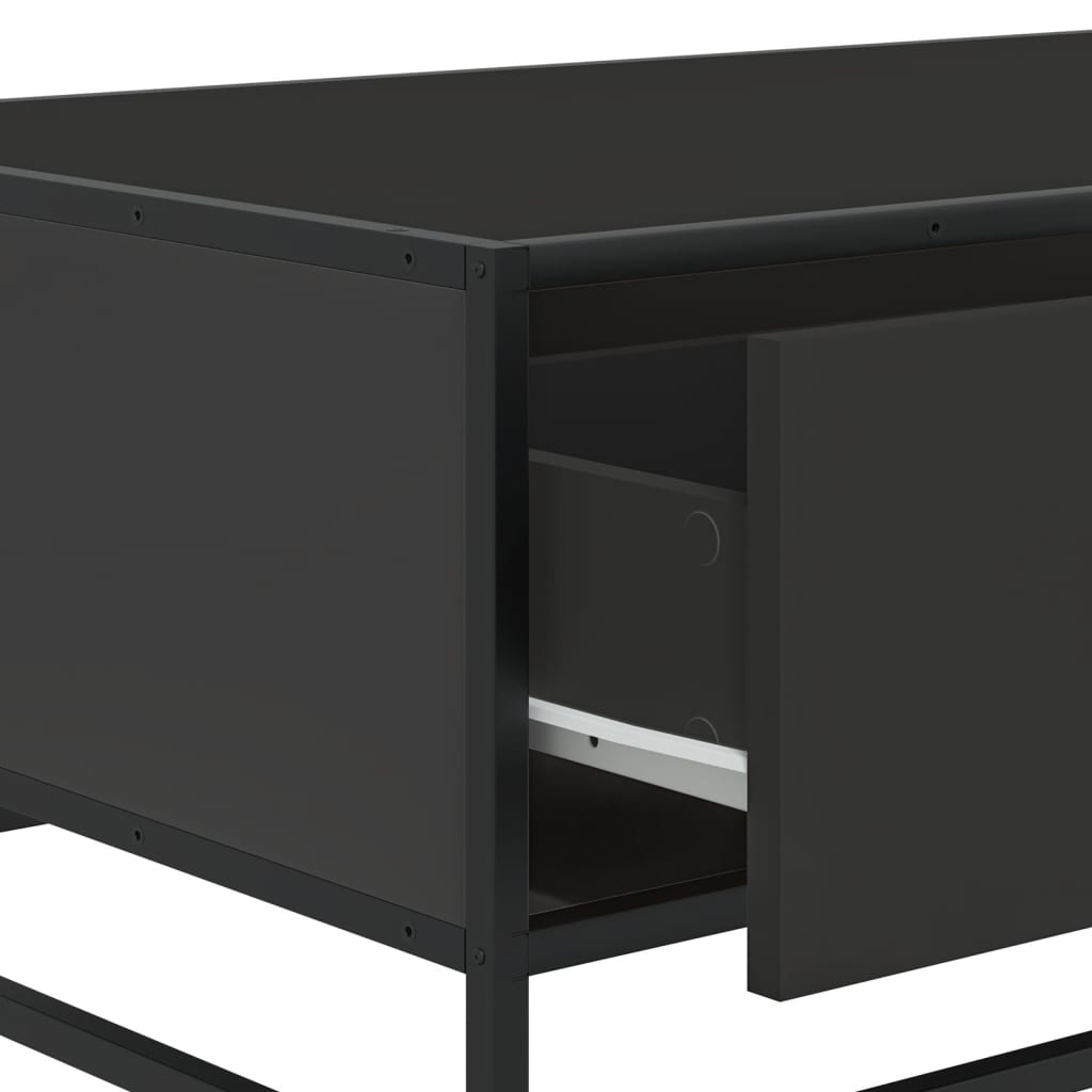 fekete szerelt fa és fém dohányzóasztal 90 x 57 x 35 cm