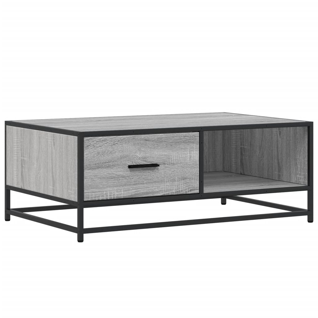 szürke sonoma szerelt fa és fém dohányzóasztal 90 x 57 x 35 cm