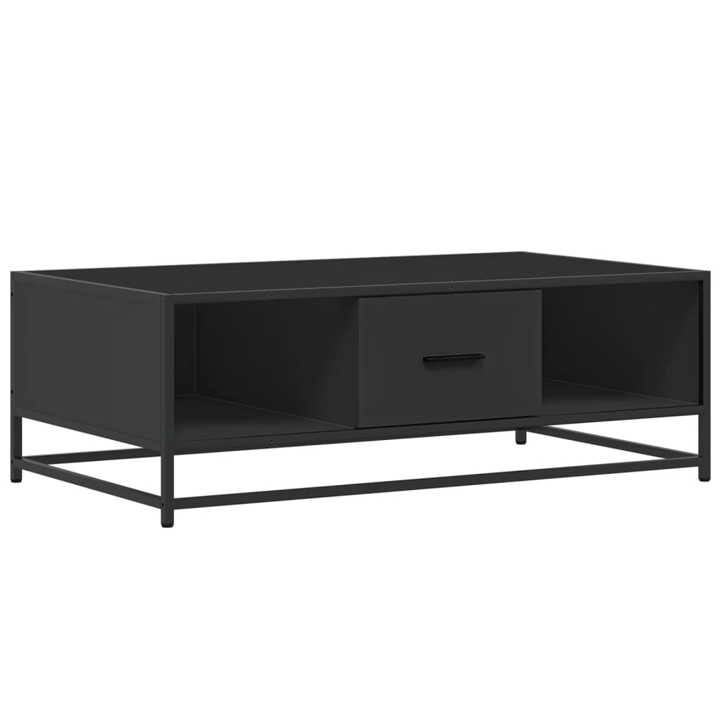 fekete szerelt fa és fém dohányzóasztal 100 x 57 x 35 cm