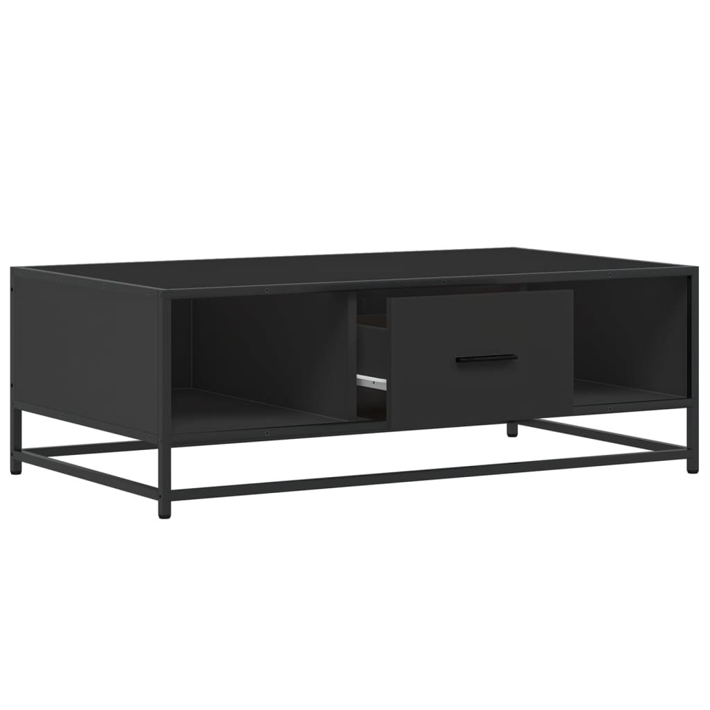 fekete szerelt fa és fém dohányzóasztal 100 x 57 x 35 cm