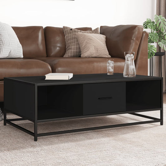 fekete szerelt fa és fém dohányzóasztal 100 x 57 x 35 cm