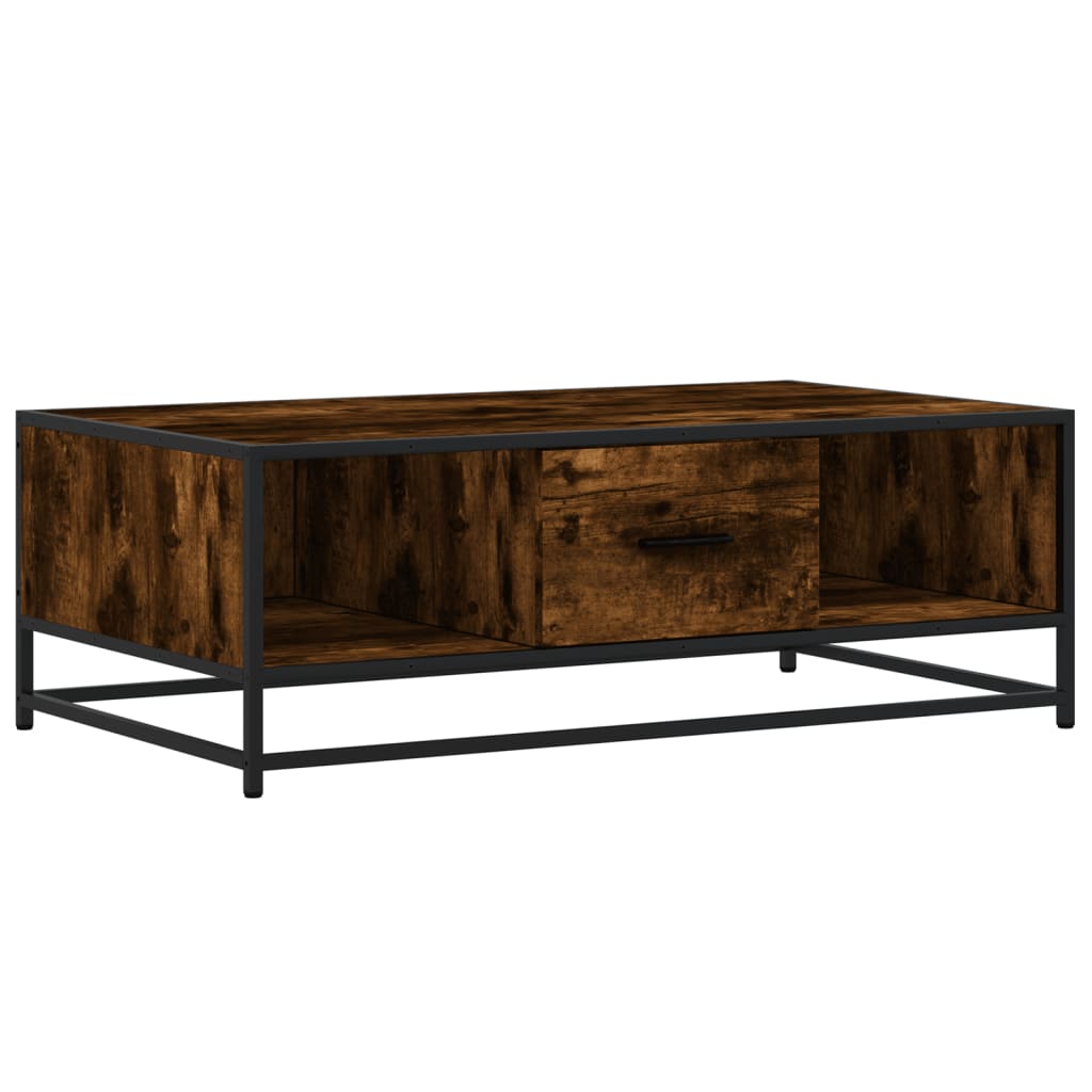 füstös tölgy szerelt fa és fém dohányzóasztal 100 x 57 x 35 cm