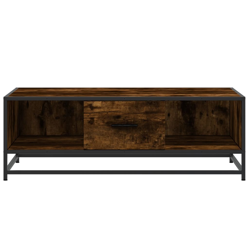 füstös tölgy szerelt fa és fém dohányzóasztal 100 x 57 x 35 cm