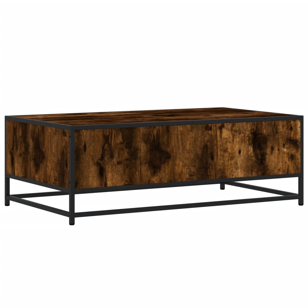 füstös tölgy szerelt fa és fém dohányzóasztal 100 x 57 x 35 cm