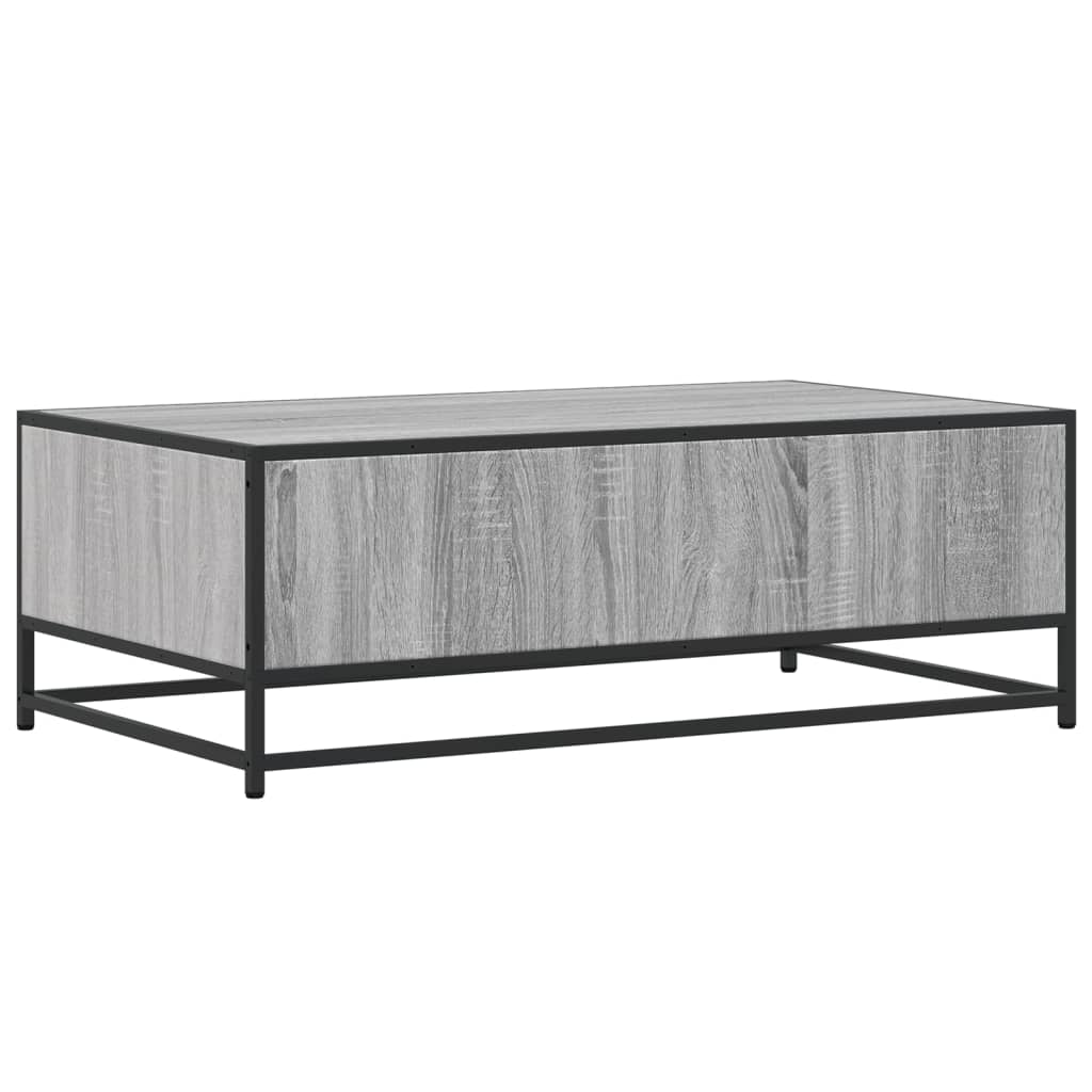 szürke sonoma szerelt fa és fém dohányzóasztal 100 x 57 x 35 cm