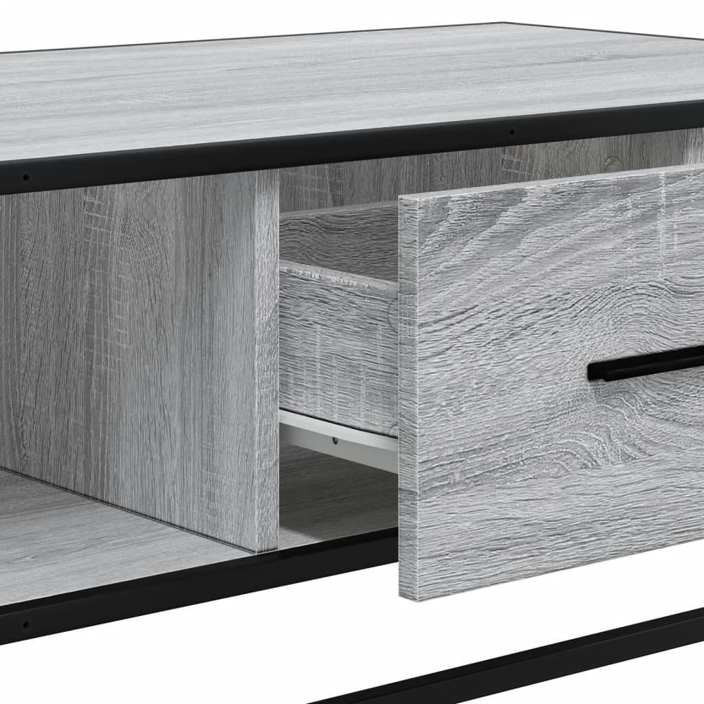 szürke sonoma szerelt fa és fém dohányzóasztal 100 x 57 x 35 cm
