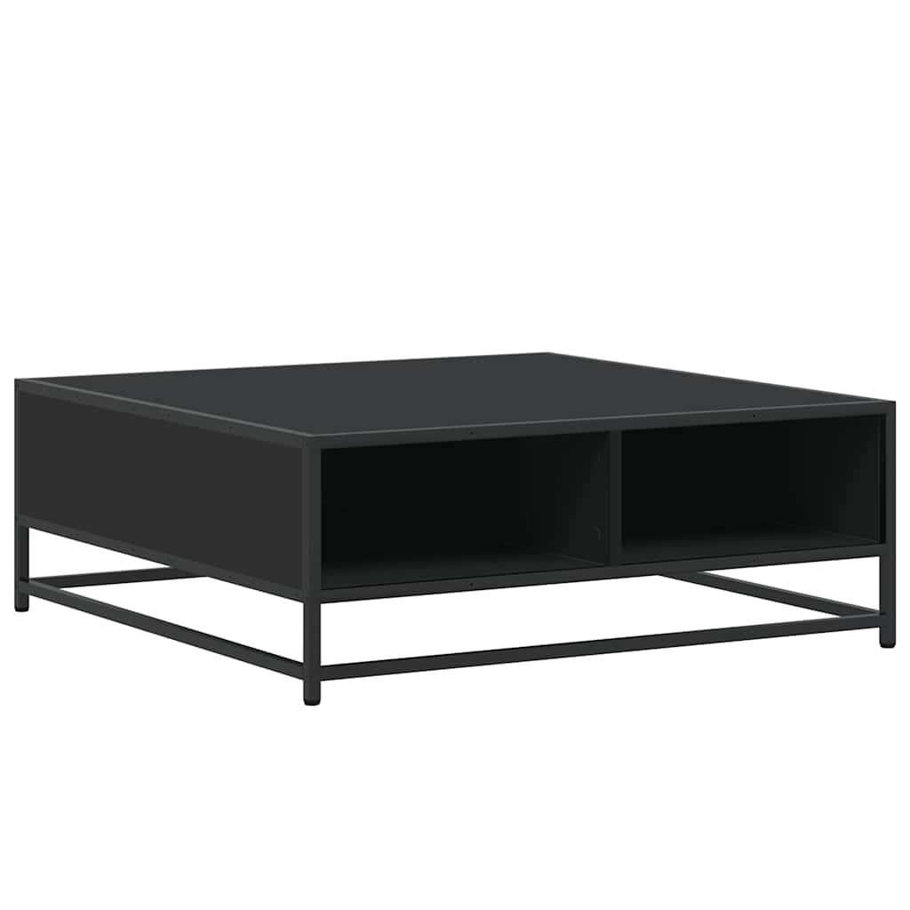 fekete szerelt fa és fém dohányzóasztal 80 x 80 x 30 cm