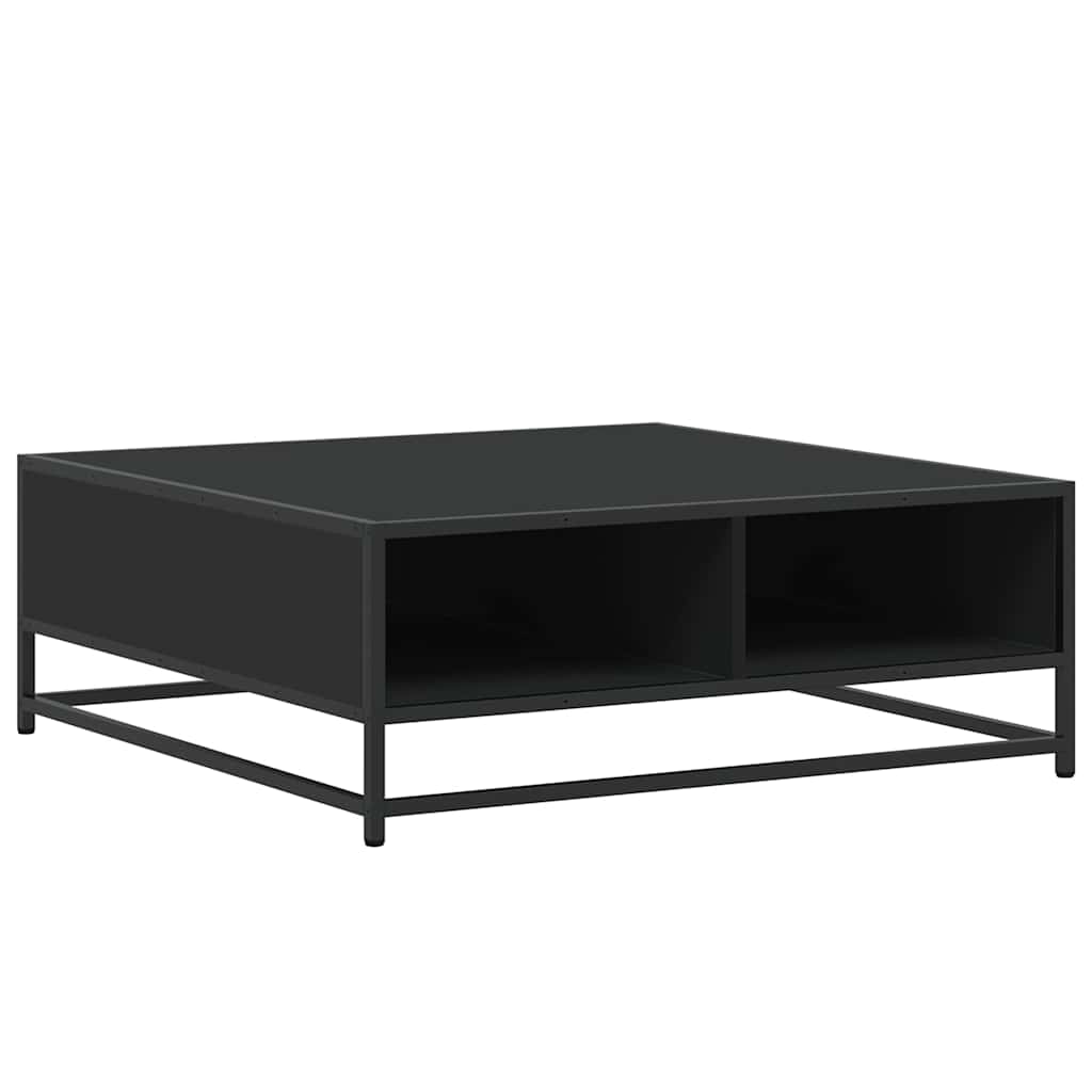 fekete szerelt fa és fém dohányzóasztal 80 x 80 x 30 cm
