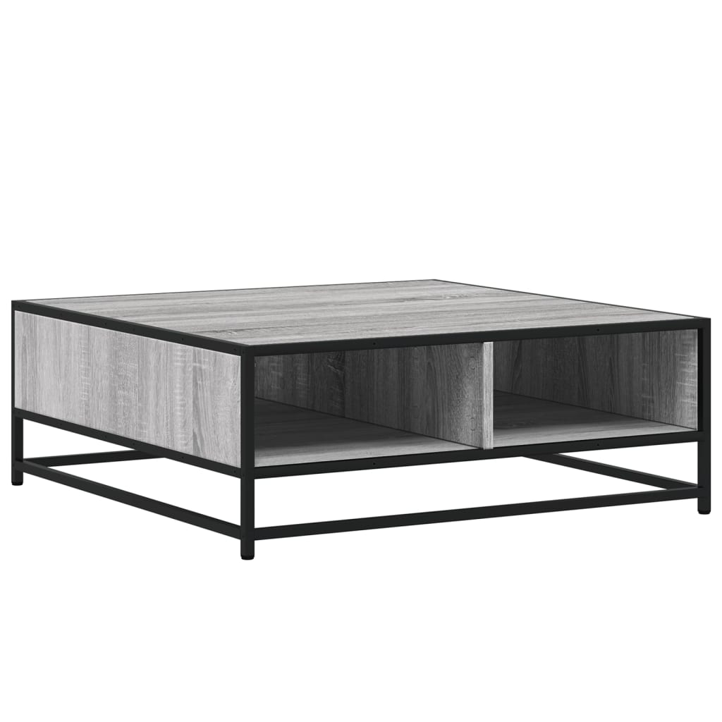 szürke sonoma szerelt fa és fém dohányzóasztal 80 x 80 x 30 cm