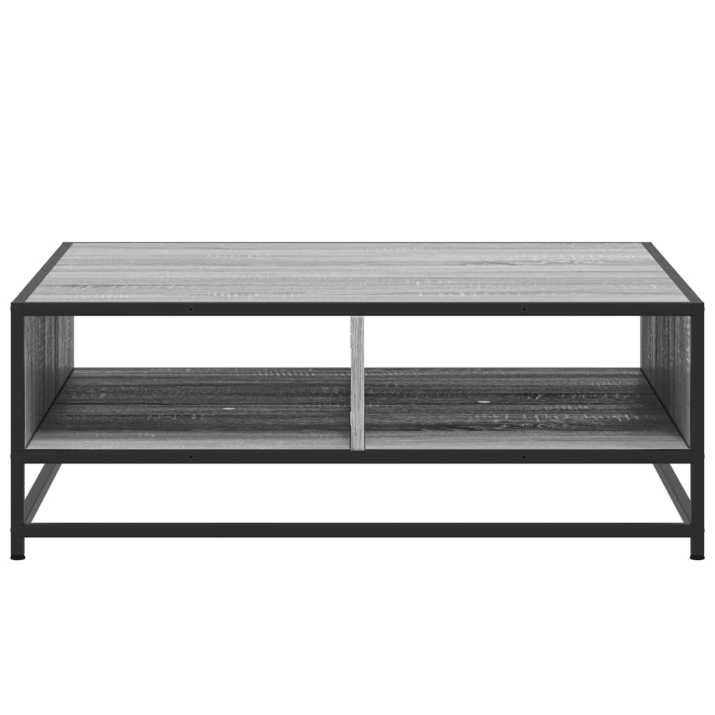 szürke sonoma szerelt fa és fém dohányzóasztal 80 x 80 x 30 cm