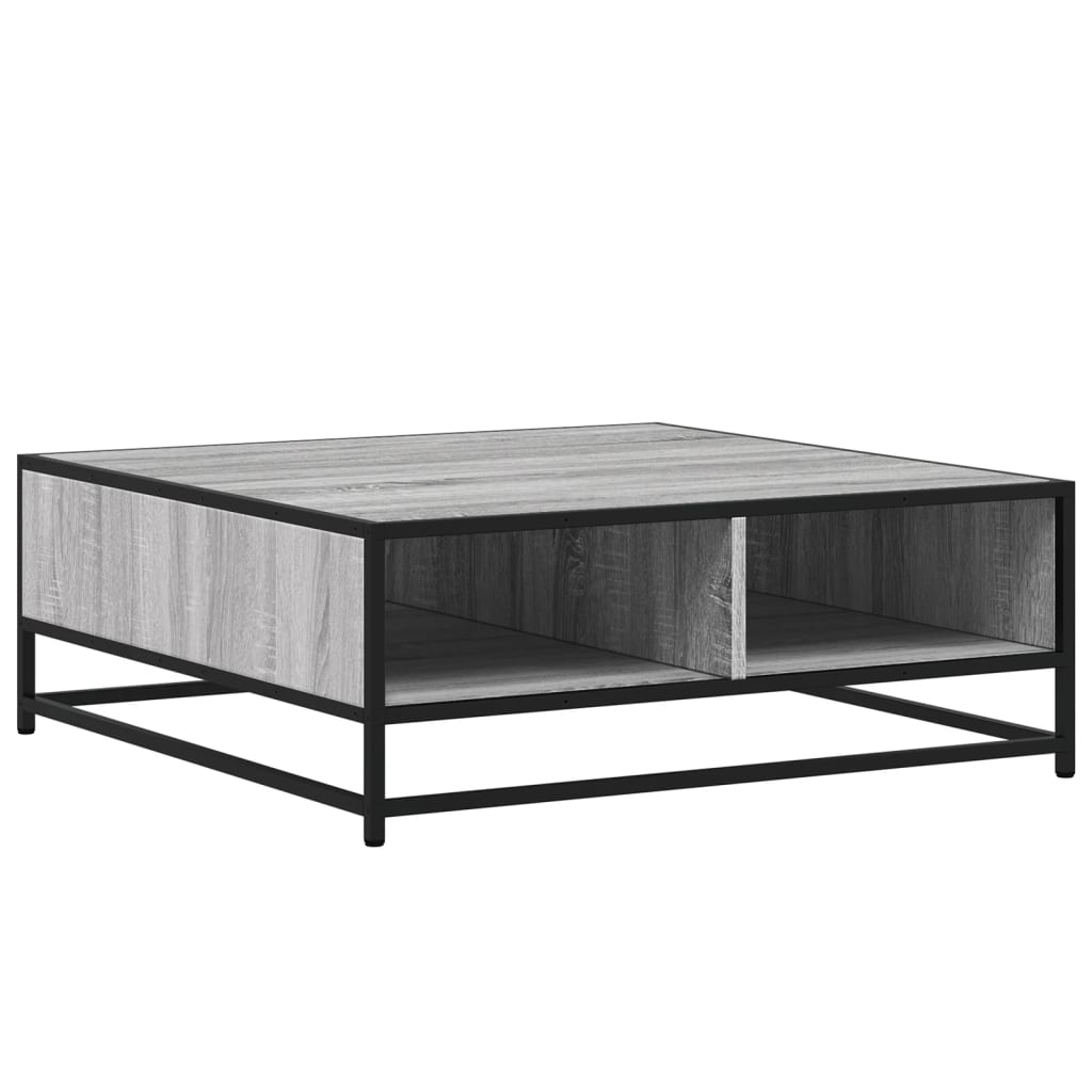 szürke sonoma szerelt fa és fém dohányzóasztal 80 x 80 x 30 cm