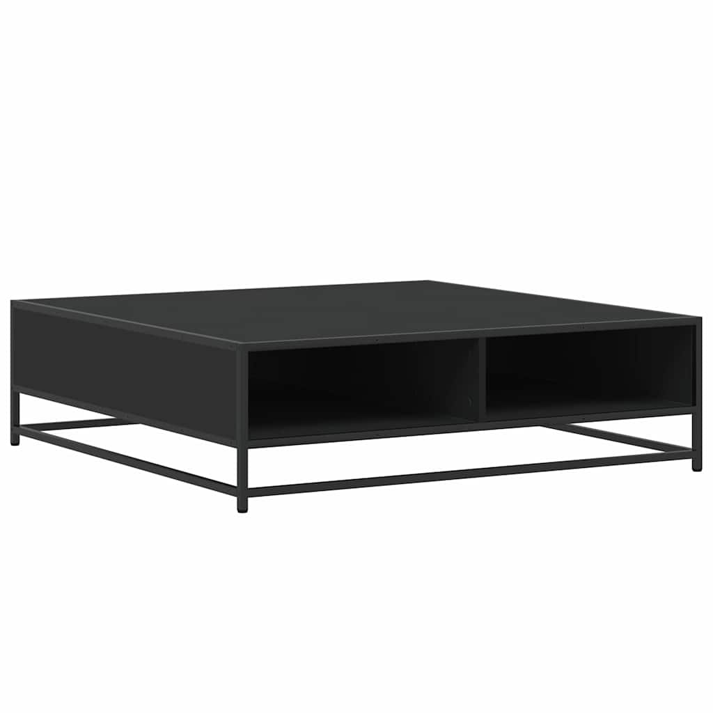 fekete szerelt fa és fém dohányzóasztal 100 x 100 x 30 cm