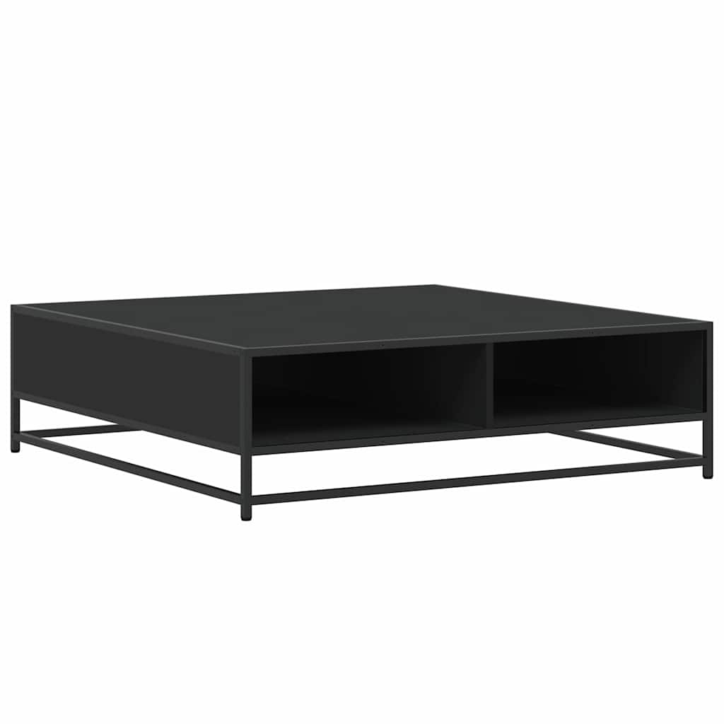 fekete szerelt fa és fém dohányzóasztal 100 x 100 x 30 cm