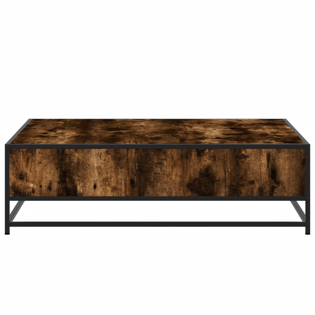 füstös tölgy szerelt fa és fém dohányzóasztal 100 x 100 x 30 cm