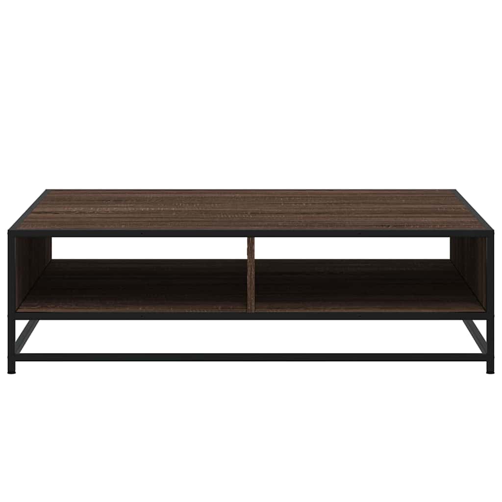 barna tölgy szerelt fa és fém dohányzóasztal 100 x 100 x 30 cm