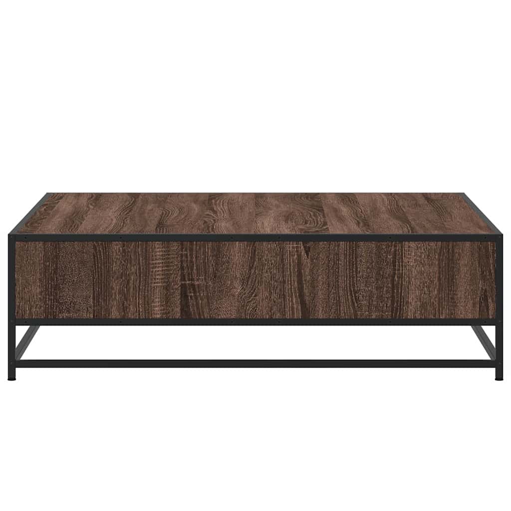 barna tölgy szerelt fa és fém dohányzóasztal 100 x 100 x 30 cm