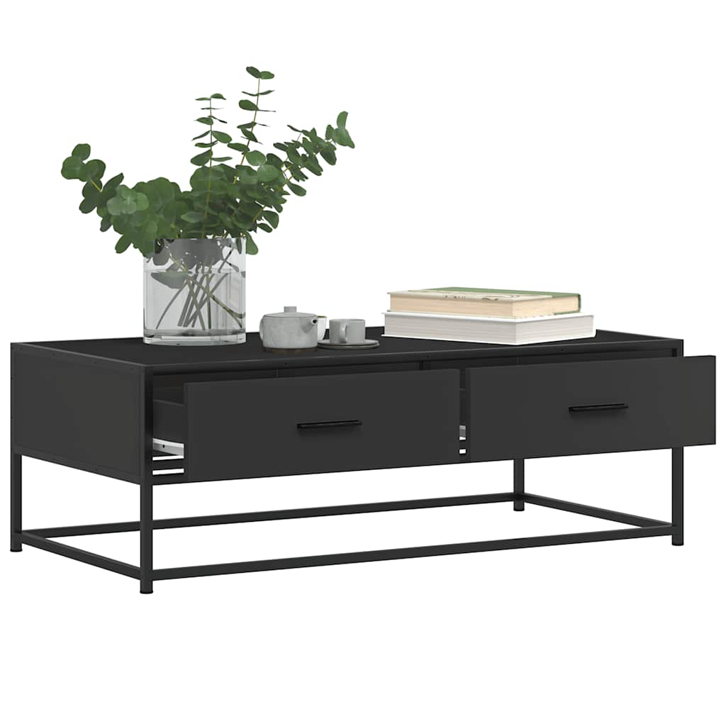 fekete szerelt fa és fém dohányzóasztal 100 x 50 x 35 cm