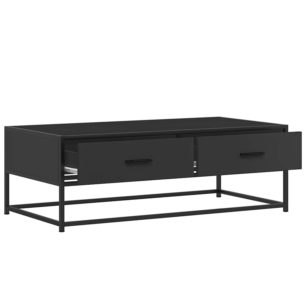 fekete szerelt fa és fém dohányzóasztal 100 x 50 x 35 cm