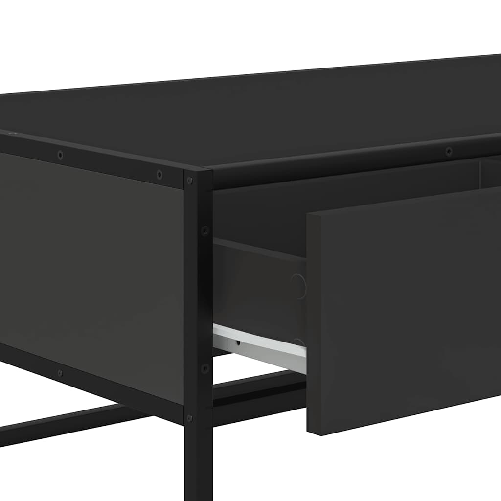 fekete szerelt fa és fém dohányzóasztal 100 x 50 x 35 cm