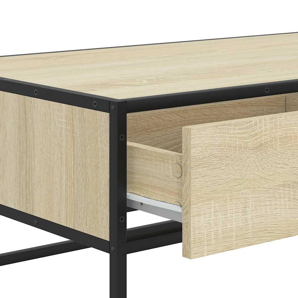 sonoma tölgy szerelt fa és fém dohányzóasztal 100 x 50 x 35 cm