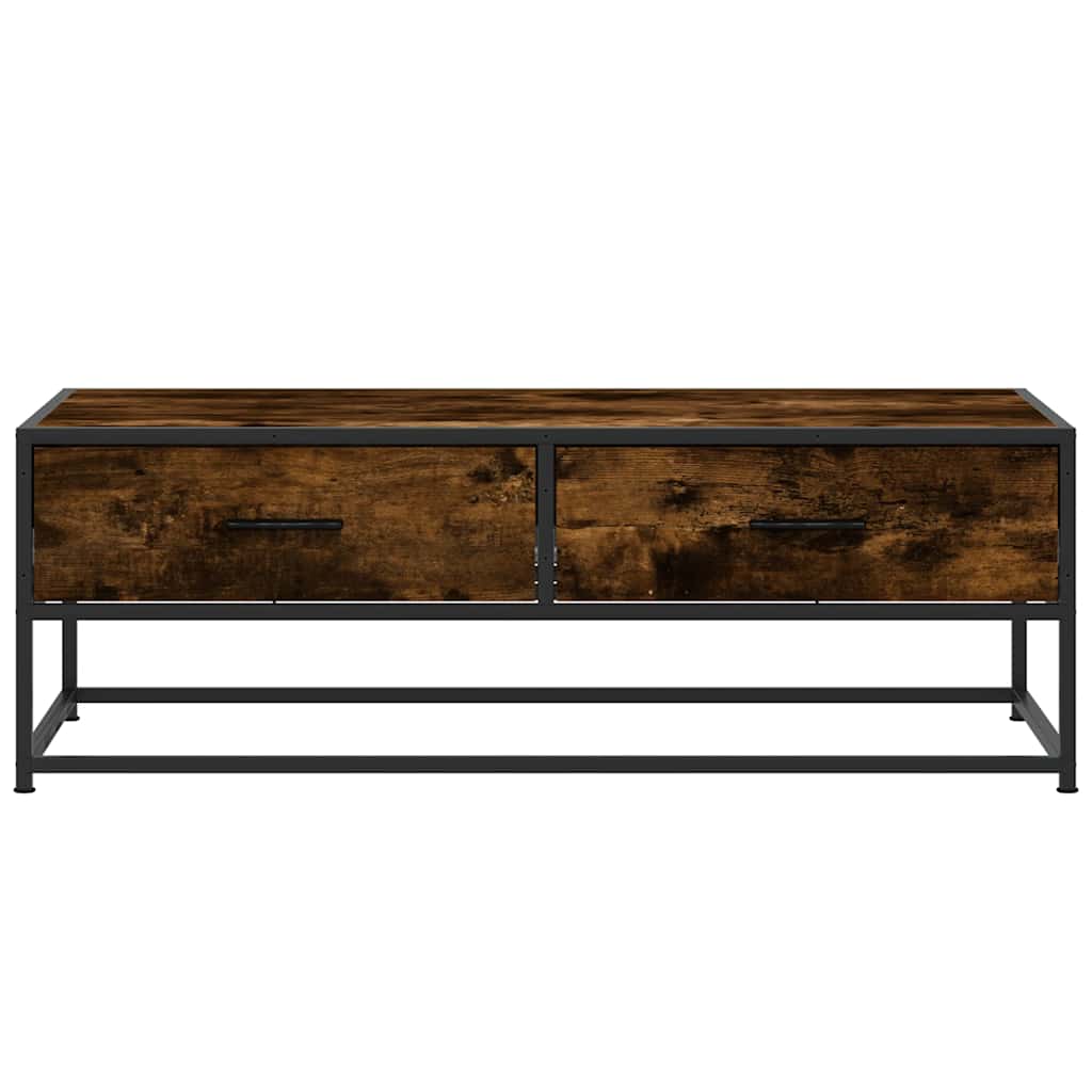 füstös tölgy szerelt fa és fém dohányzóasztal 100 x 50 x 35 cm