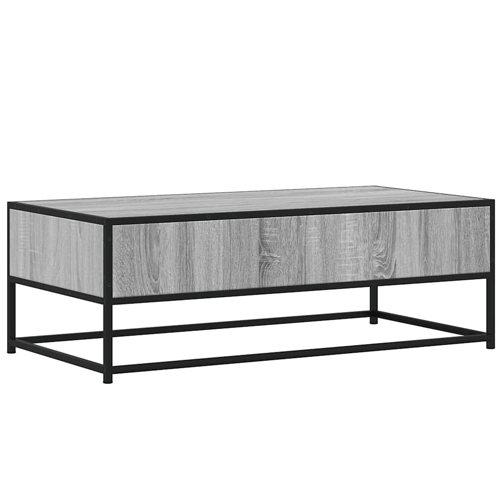 szürke sonoma szerelt fa és fém dohányzóasztal 100 x 50 x 35 cm