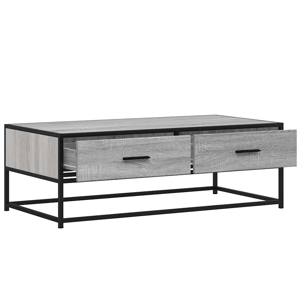 szürke sonoma szerelt fa és fém dohányzóasztal 100 x 50 x 35 cm