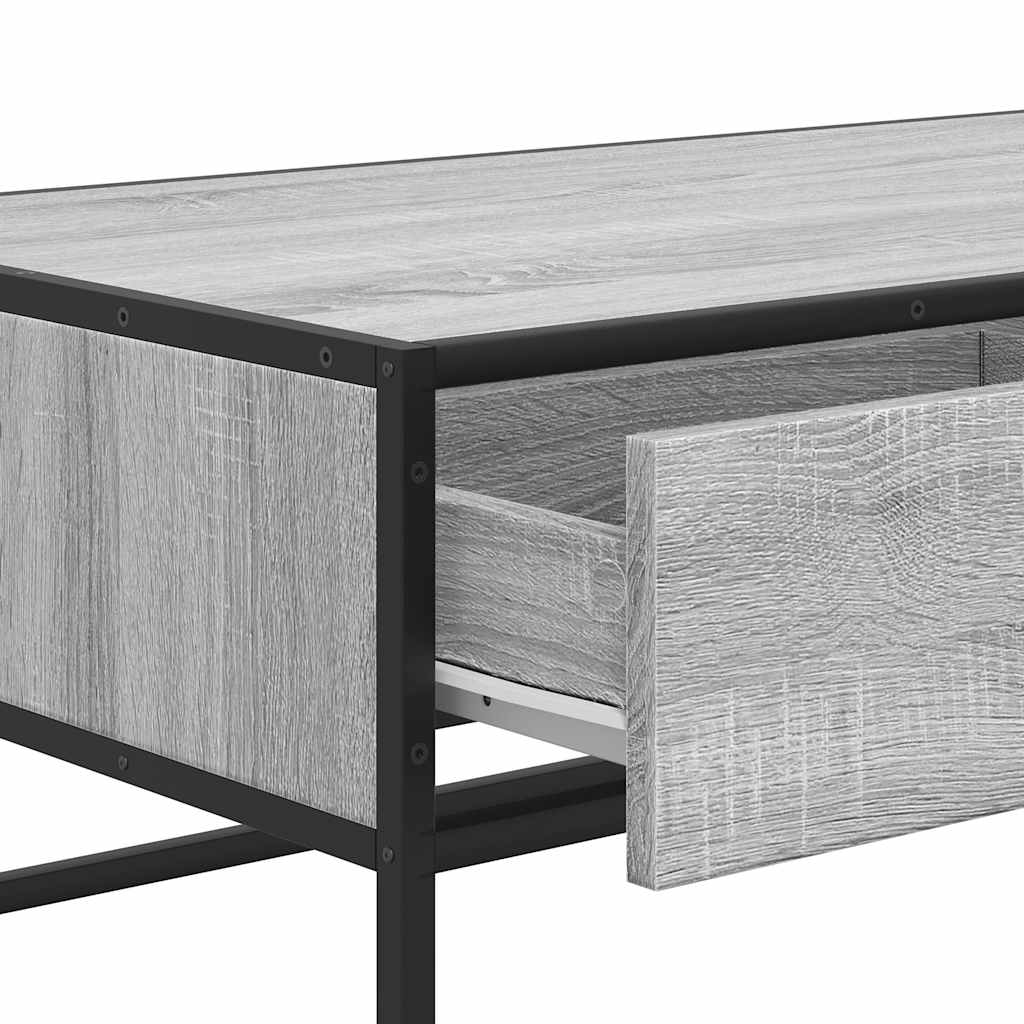 szürke sonoma szerelt fa és fém dohányzóasztal 100 x 50 x 35 cm