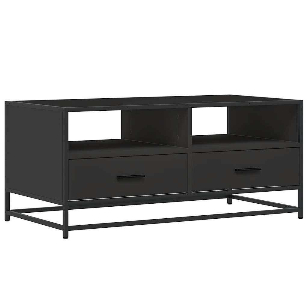 fekete szerelt fa és fém dohányzóasztal 100 x 50 x 45 cm