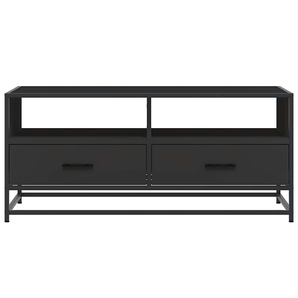 fekete szerelt fa és fém dohányzóasztal 100 x 50 x 45 cm