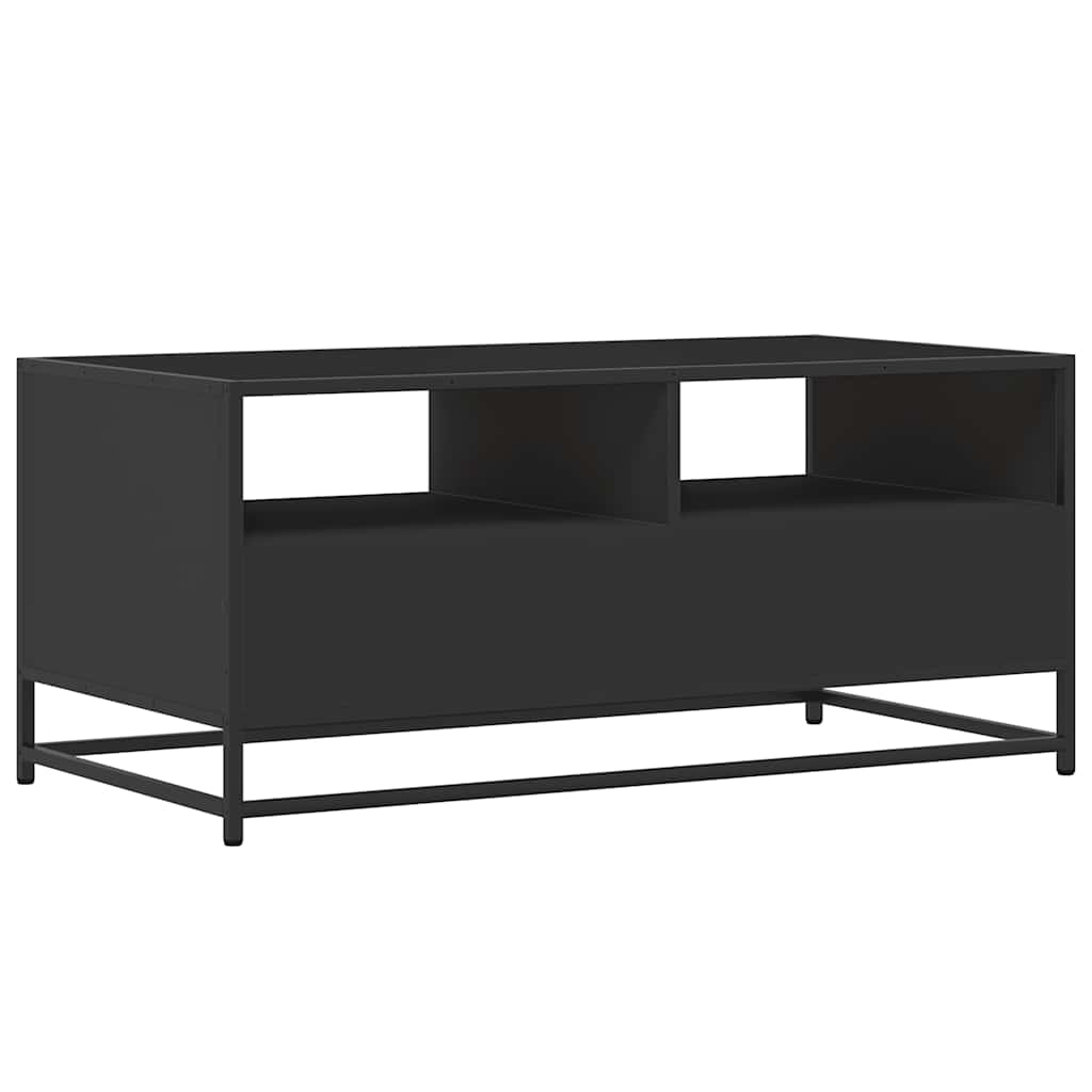 fekete szerelt fa és fém dohányzóasztal 100 x 50 x 45 cm
