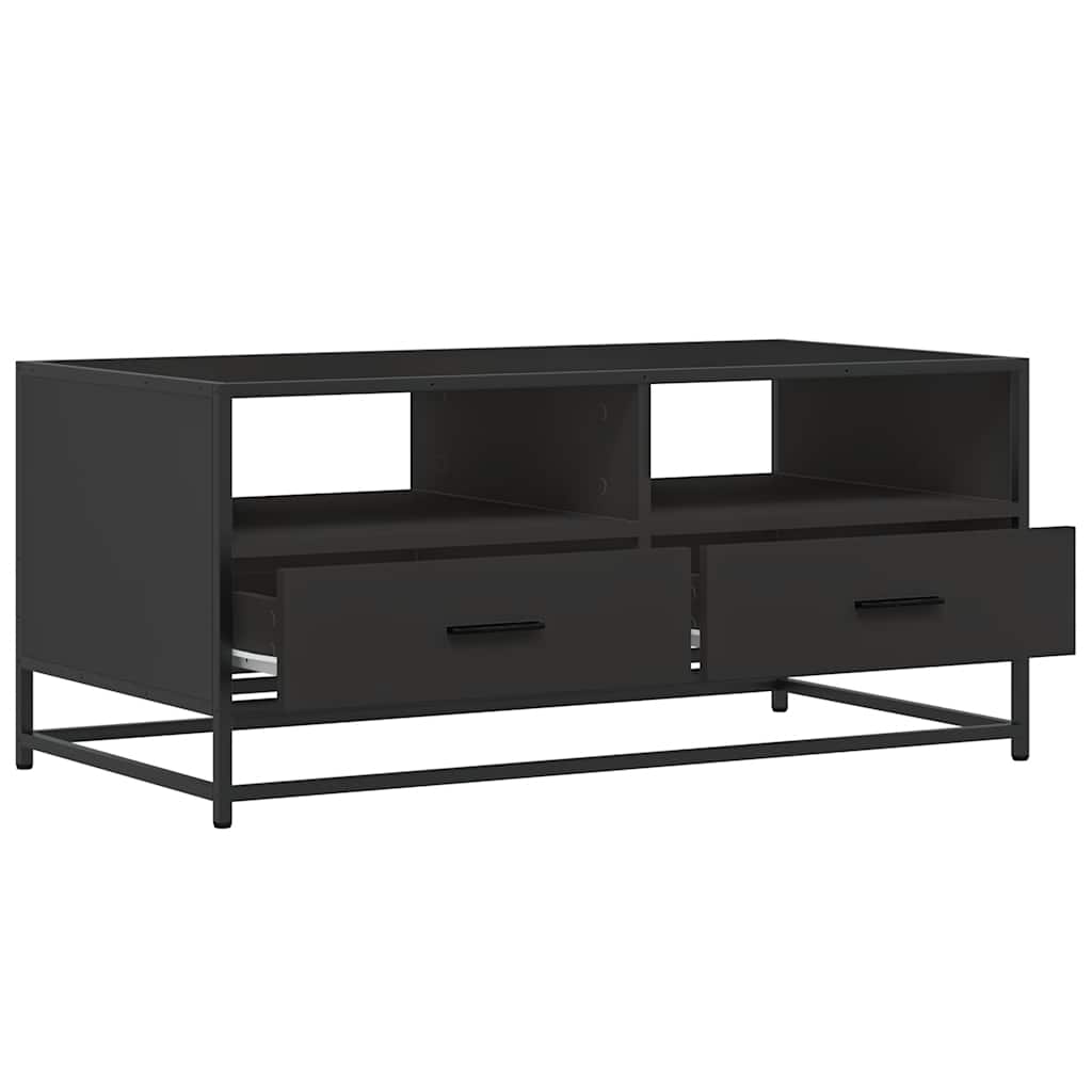 fekete szerelt fa és fém dohányzóasztal 100 x 50 x 45 cm
