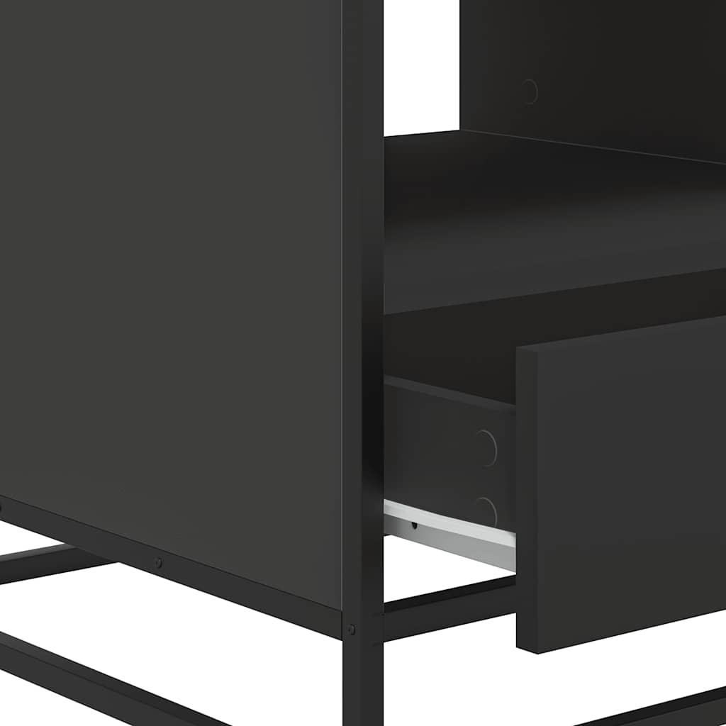 fekete szerelt fa és fém dohányzóasztal 100 x 50 x 45 cm