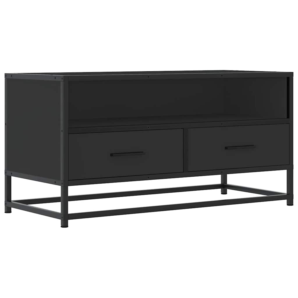 fekete szerelt fa és fém TV-szekrény 80x34,5x40 cm